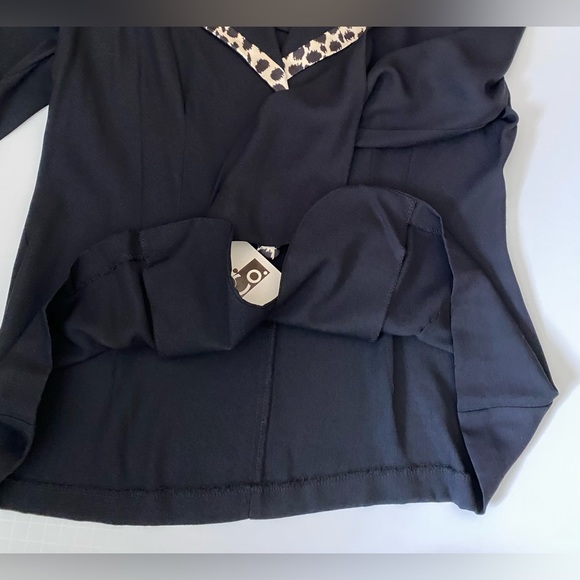 R.J. & Co satin leopard print on collar and buttons Women’s Blazer 14, black - Picture 15 of 15